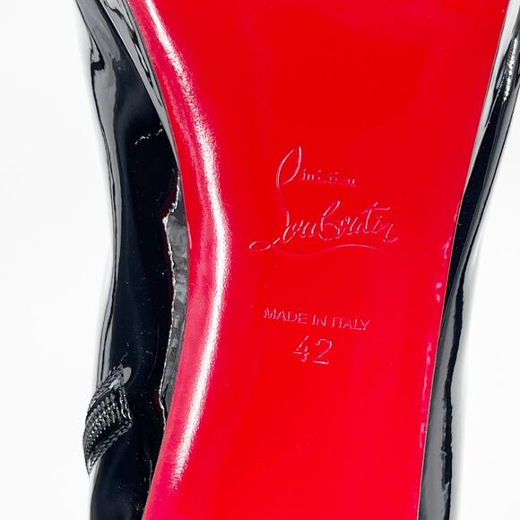 Christian Louboutin Alleo 90 Black Patent Leather Knee High Block Heel Boots 42 - Picture 10 of 11